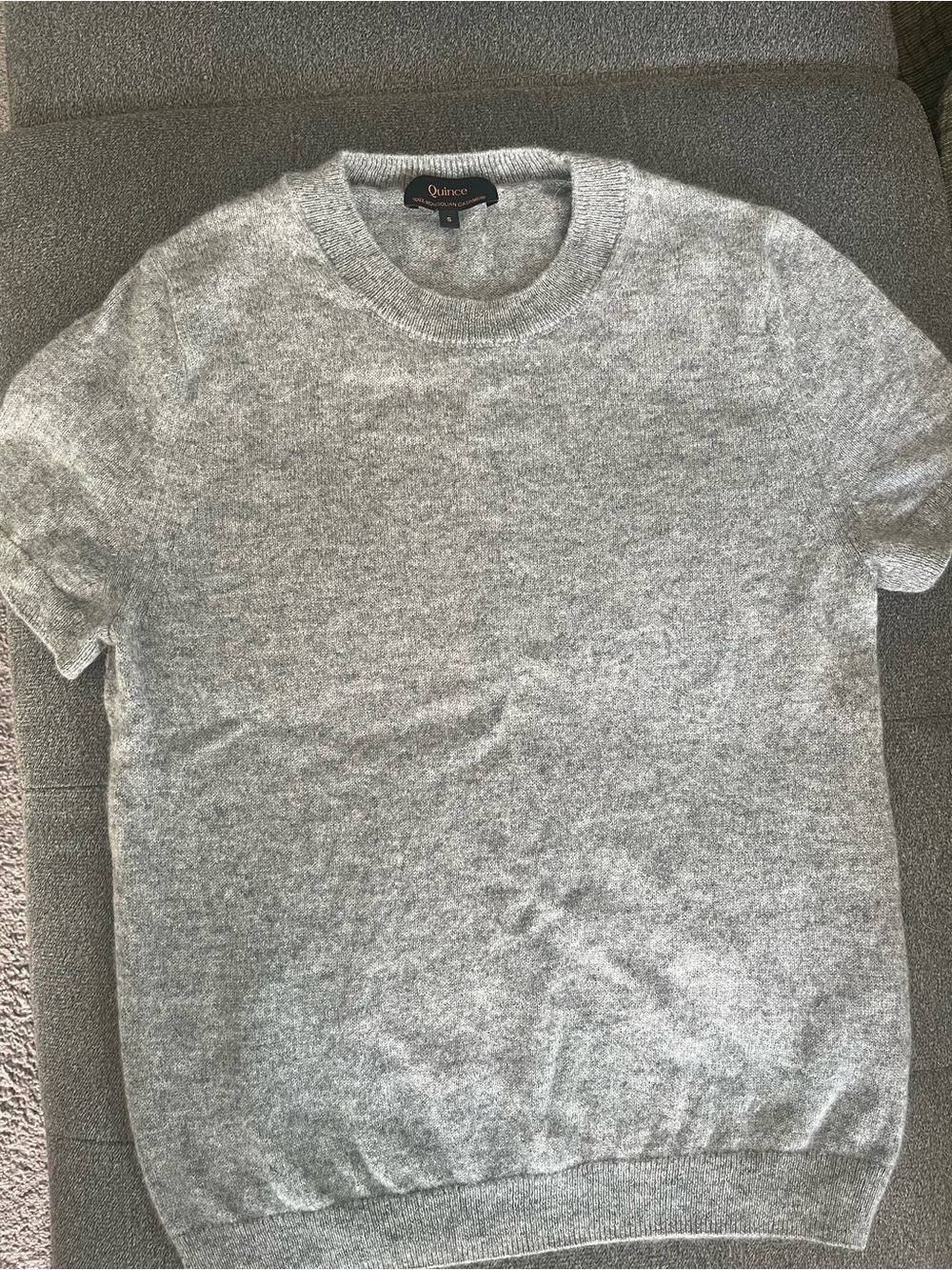 Quince Women’s Grey Short-Sleeve Crewneck Sweater